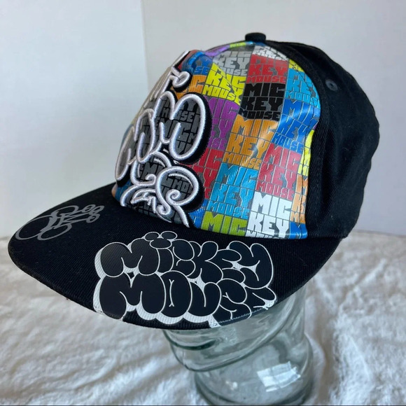 Disney Parks Mickey Mouse Graffiti Street Wear Hip Hop Cotton Elastic Hat Adult - Picture 2 of 13